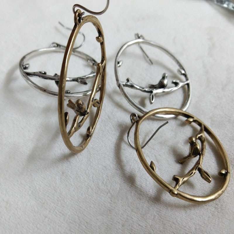 Vintage Fashion Look - Boucles d'oreilles en forme d'oiseau Vintage,
