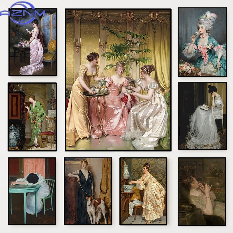 Vintage Victorian Fashion - Affiche de portrait féminin de la