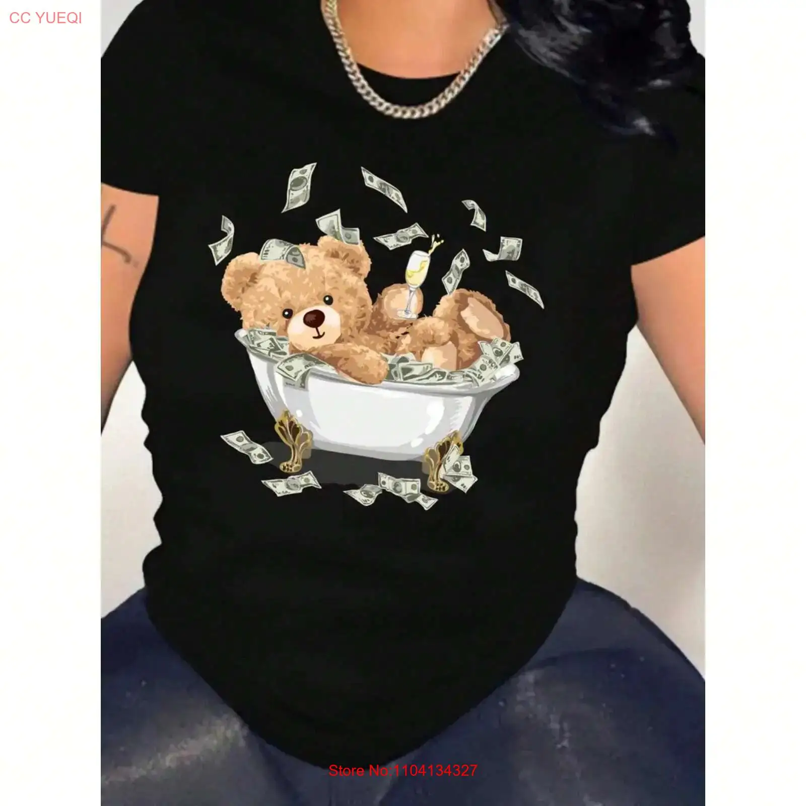 Vintage Fashion Patterns - T-shirt en coton imprimé Dollar Bear