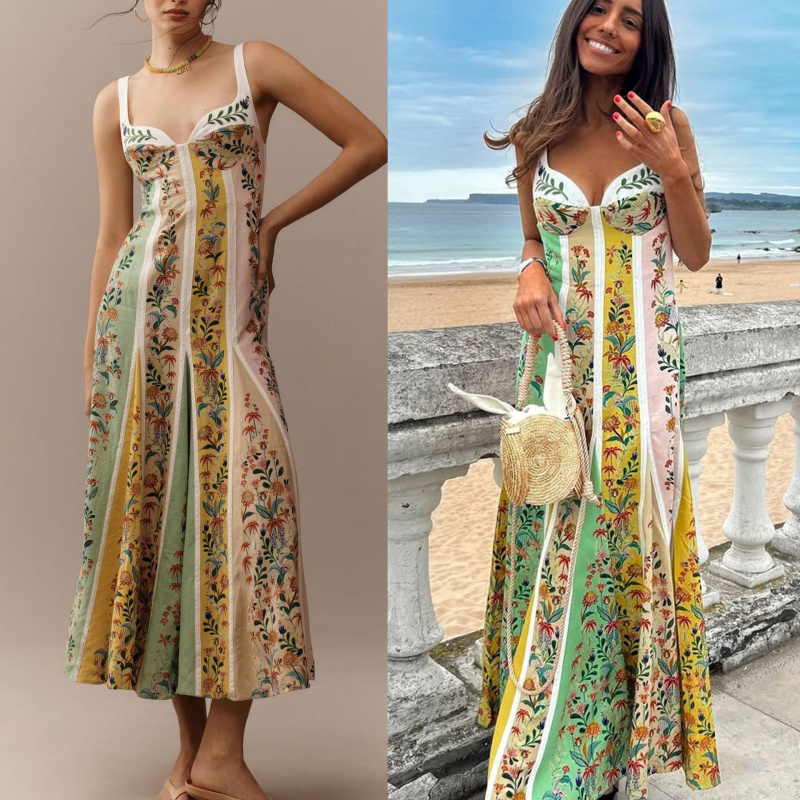 V Vintage Fashion - Robe longue élégante sans manches pour