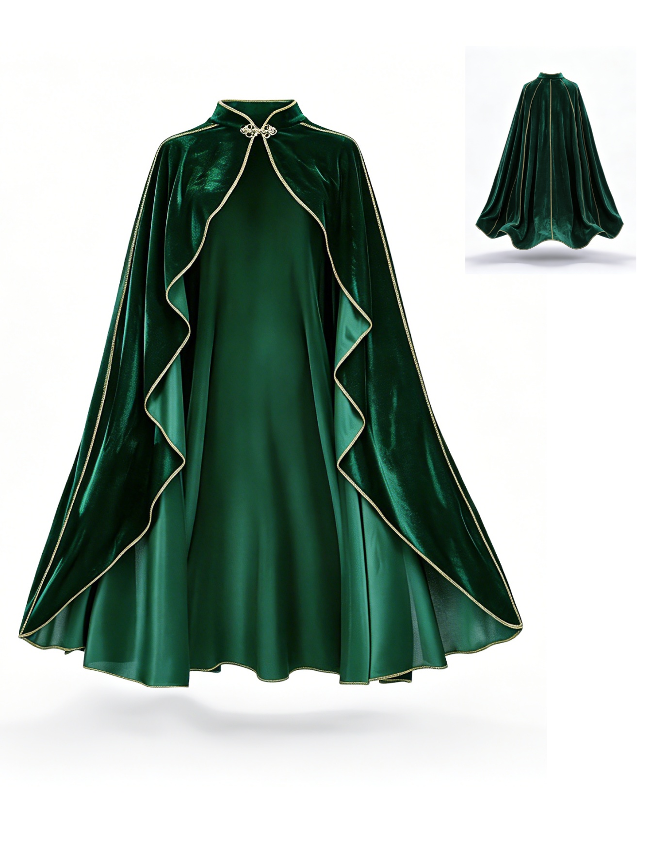 Vintage Victorian Fashion - Cape vintage en velours vert pour