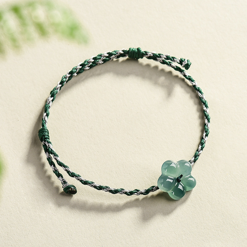 Vintage Fashion Women - Bracelet à fleurs en jadéite birmane,