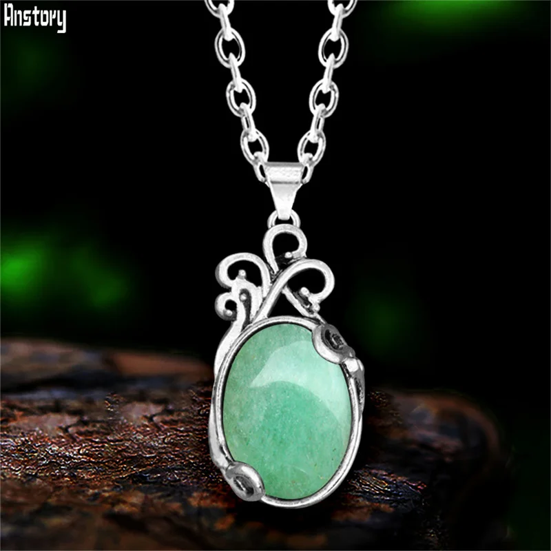 Vintage Fashion Look - Collier pendentif en pierre naturelle, aspect