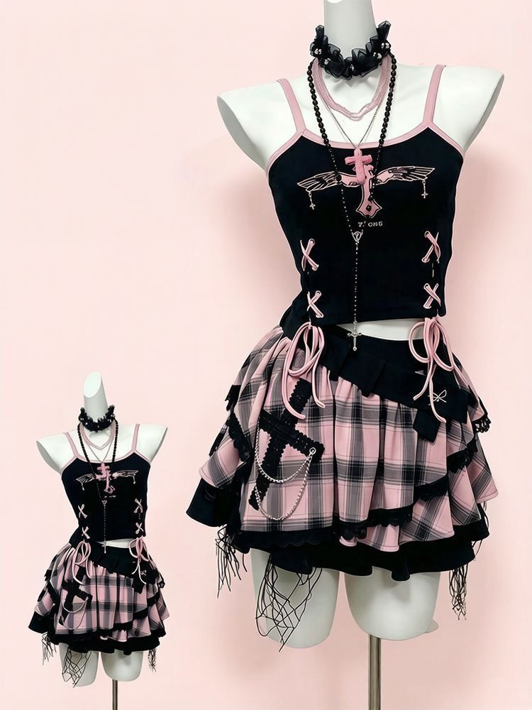 Ensemble jupe vintage Y2K Dark - V Vintage Fashion avis et prix