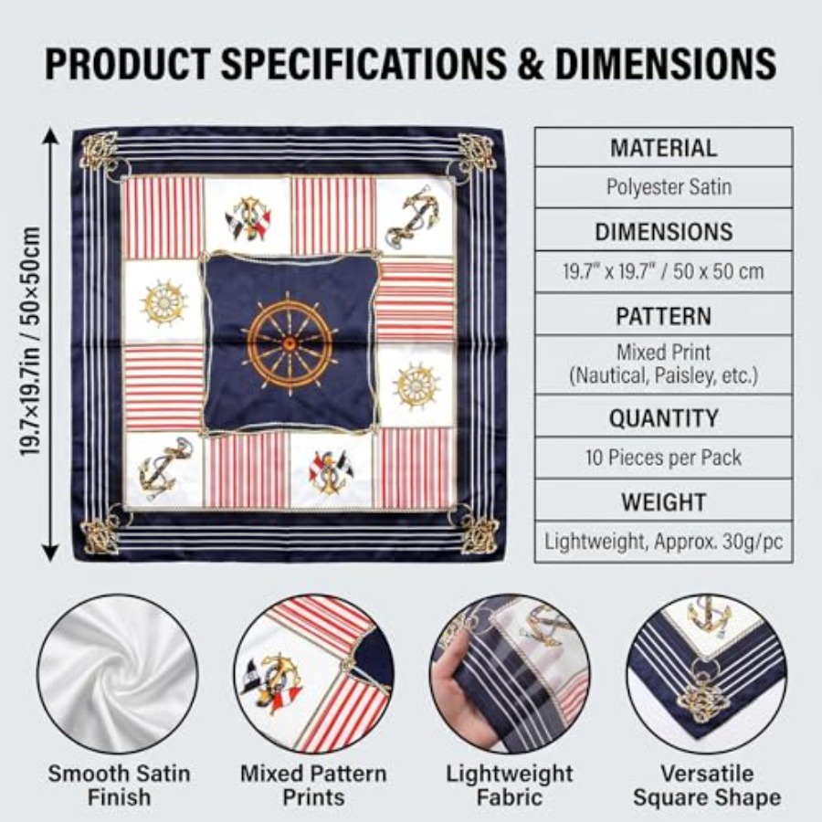 Lot de 10 foulards carrés en s - Vintage Fashion Patterns avis et prix