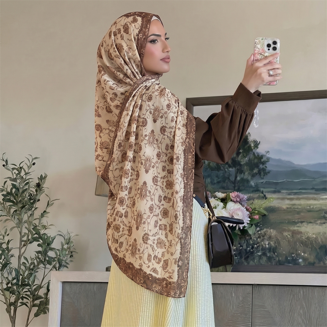 Hijab à imprimé floral vintage - Vintage Fashion Women avis et prix